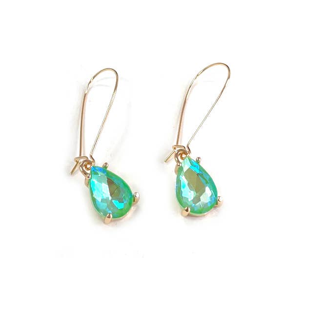 StarryNYC - Wholesale Dangle Earrings - Midi Size Teardrop 5A Grade Glass Drop Kidney Wire Earrings