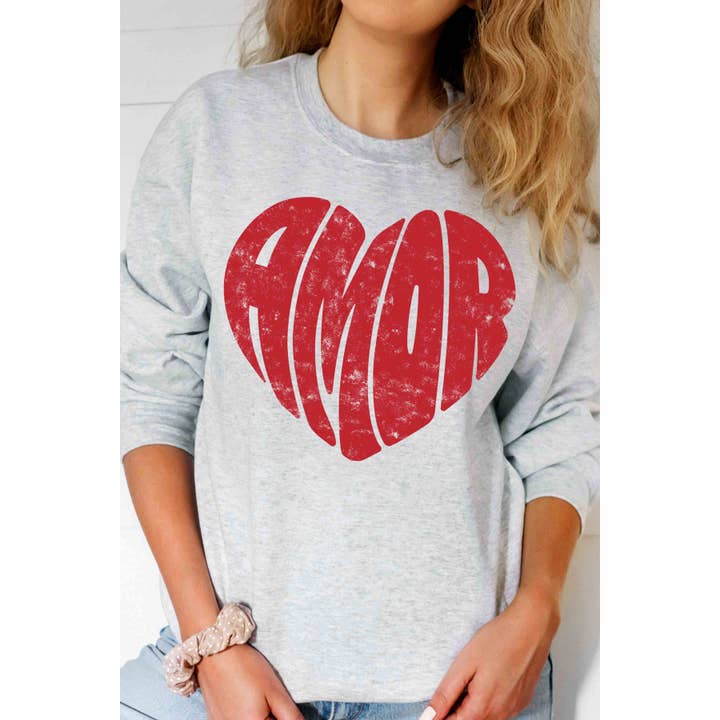 AMOR HEART Graphic Sweatshirt for wholesale by A. BLUSH CO