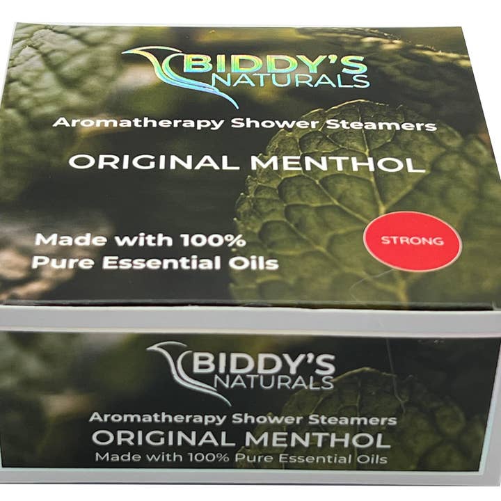 MENTHOL Douche Stomers Aromatherapie 12-Pack gemaakt met 100% Pure Essentiële Oliën Extra Sterke Geur Verkwikkend Ontzwellend Sinus Hoofdpijnverlichting voor wholesale door Biddy's Naturals