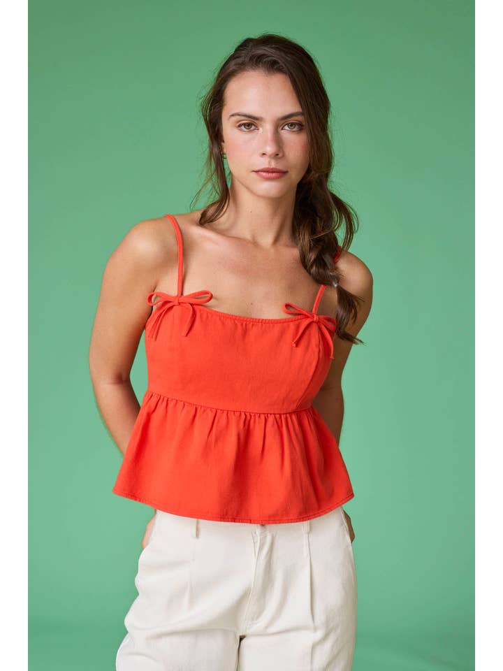 Papermoon - Wholesale Blouse - Women's - PT50197 - Erin Bow Detail Denim S/L Top