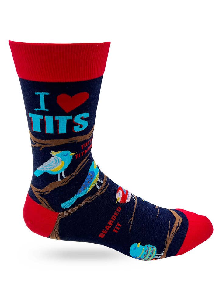 Fabdaz - Wholesale Socks - Men's - I Heart Tits Men's Novelty Crew Socks