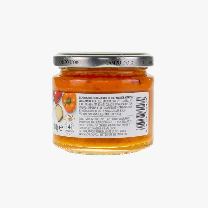Campo d'Oro - Vente Pestos - Pesto de poivron et ricotta avec Pecorino Siciliano AOP 180 g1
