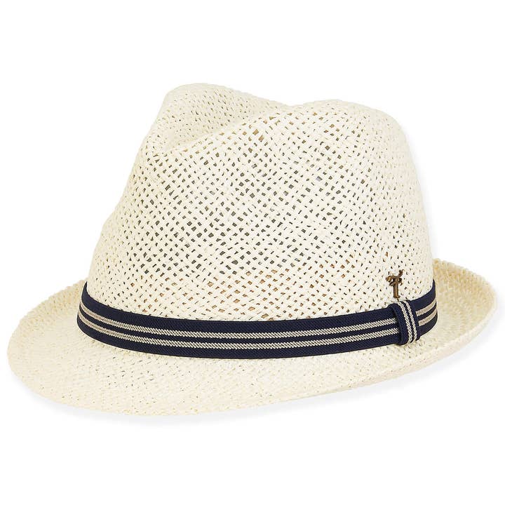 Ivoire, Fedora en paille de papier, Bord 1,75" pour la vente par Headwear & Handbag Collections by Sun 'N' Sand