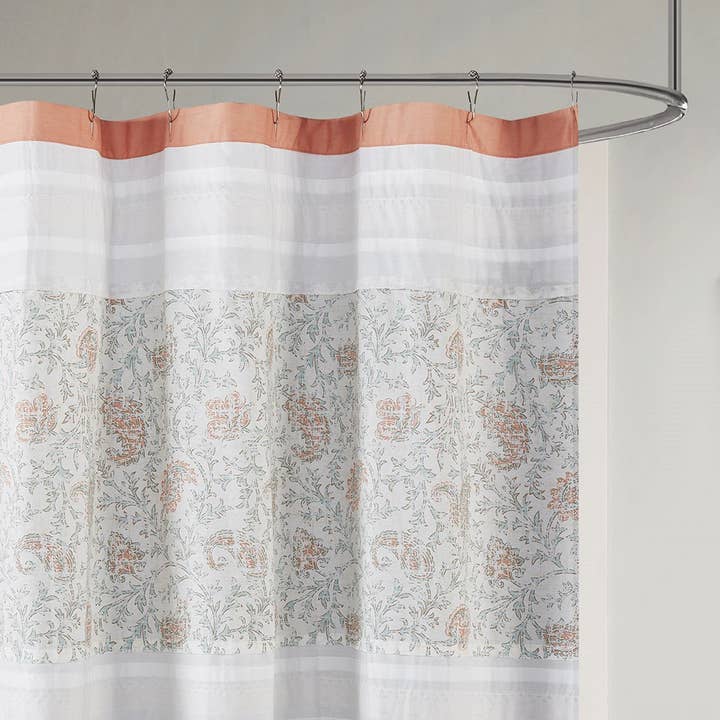 Olliix - Wholesale Shower Curtain - Laced Paisley Shower Curtain, Coral