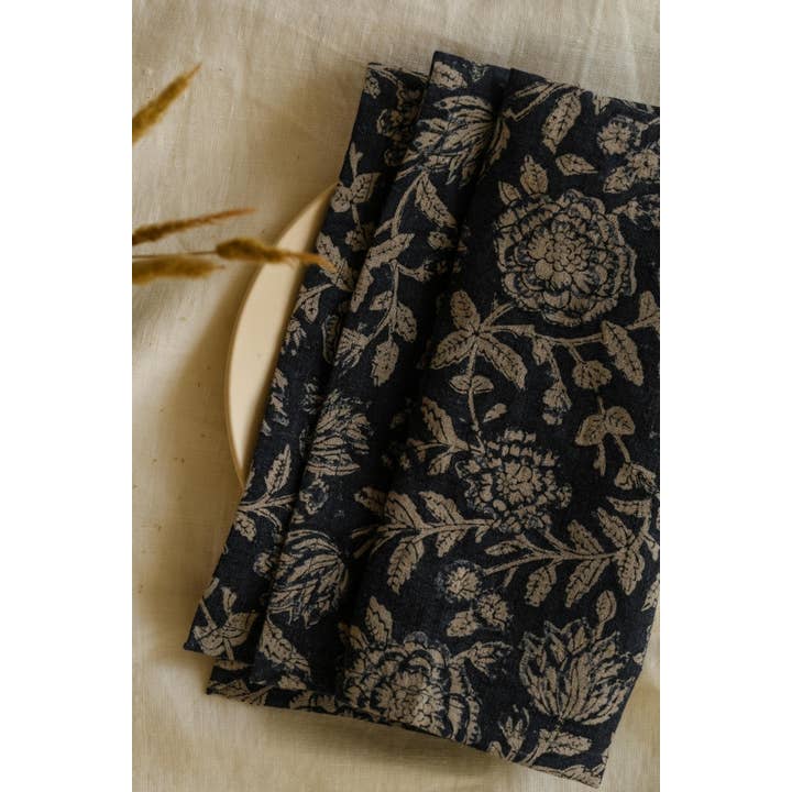 Live Linen - Wholesale Dinner & Cloth Napkin - Block Printed Linen Rio Napkin – Handmade Detailing2
