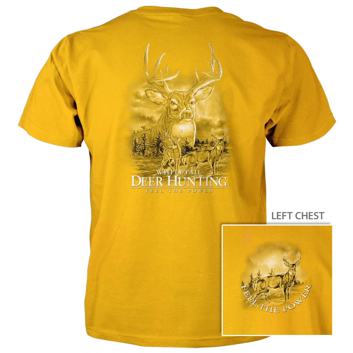 Old Country Outfitters - Vente T-shirt sérigraphié – unisexe - T-shirt en coton peigné « Feel the Power Deer Hunting »4