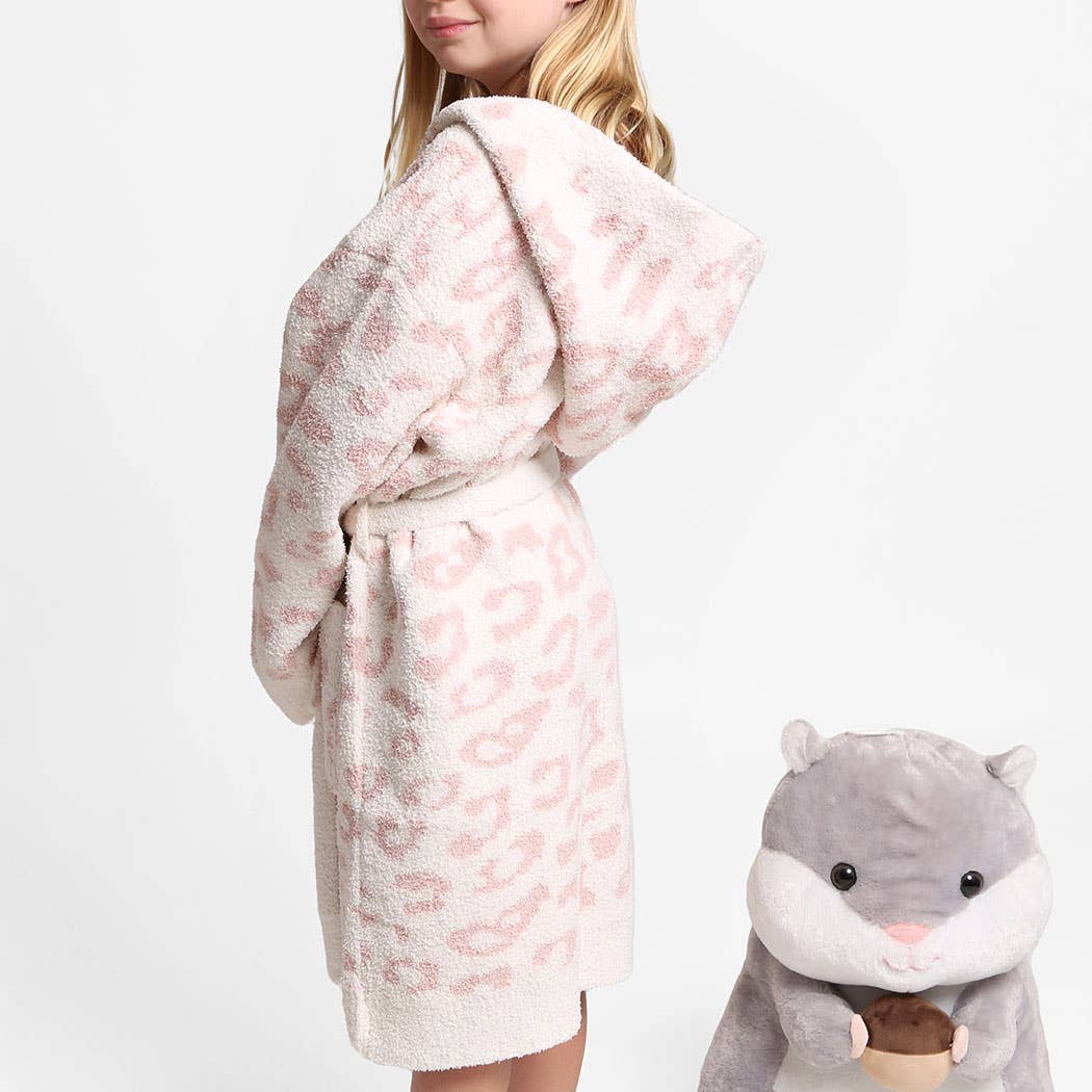Fashion City - Vente Peignoir – enfant - Peignoir à capuche doux de luxe imprimé léopard pour enfant11