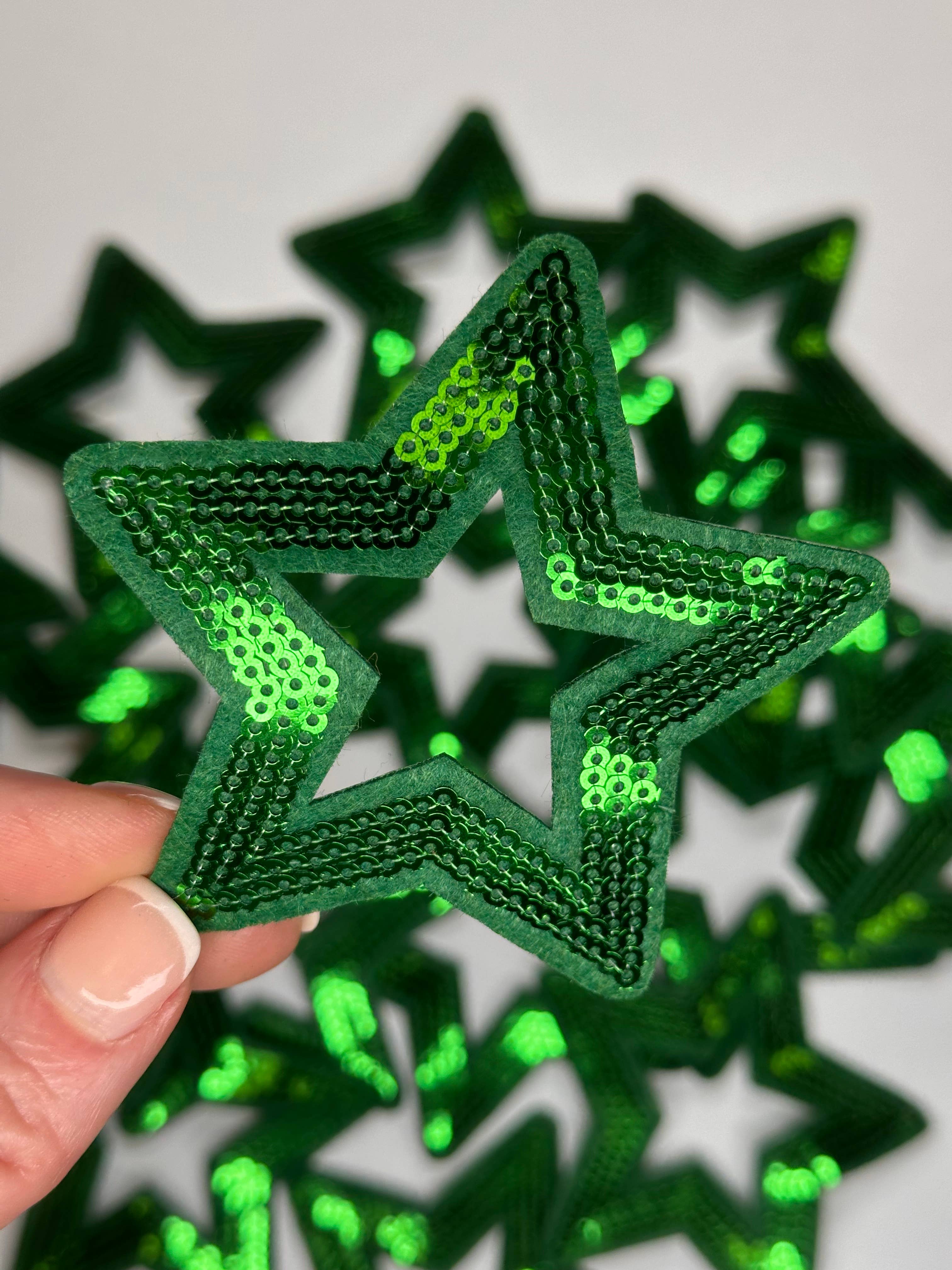 Aloe and Milk Boutique - Wholesale Patch - Sequin Star Outline, sequin, star patch, cheer, game day4