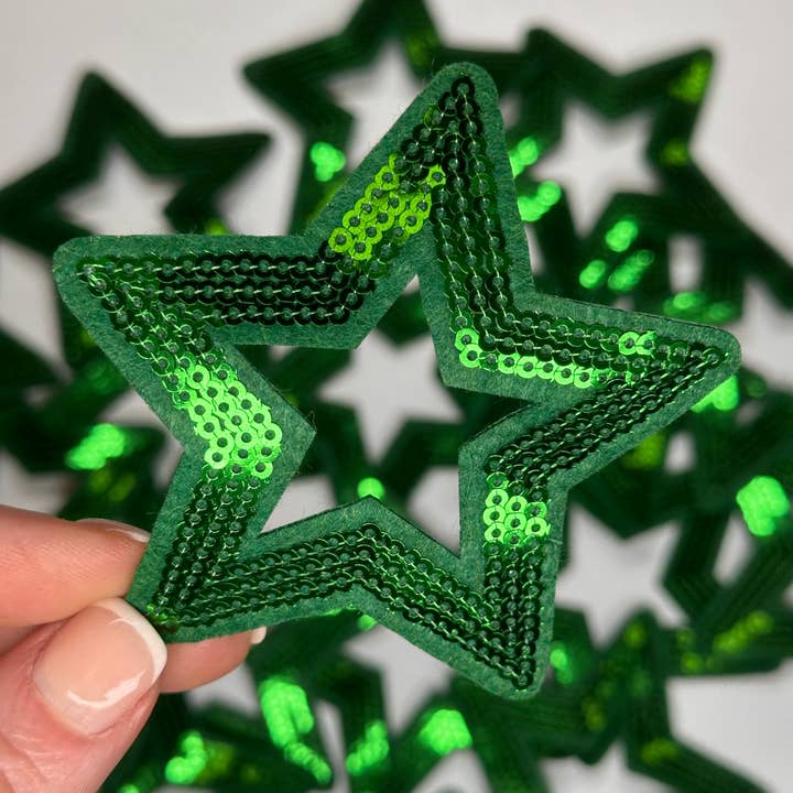 Aloe and Milk Boutique - Wholesale Patch - Sequin Star Outline, sequin, star patch, cheer, game day4