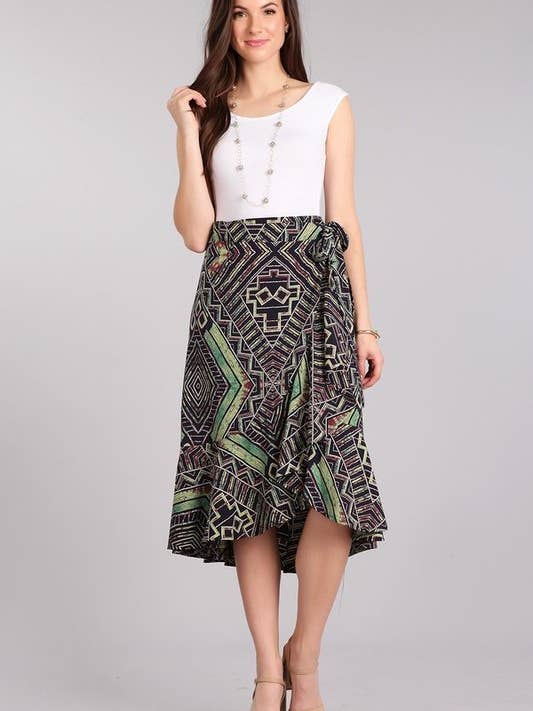 Chris & Carol Apparel – wholesale Kjol - Dam – Vävd wrap Print kjol