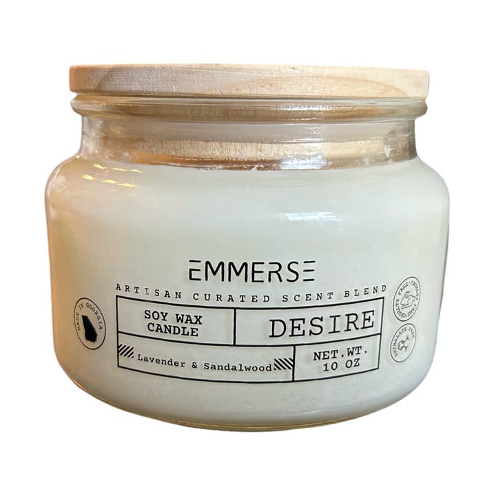 Desire: Lavender and Sandalwood Scented Candle for wholesale by Emmerse LLC