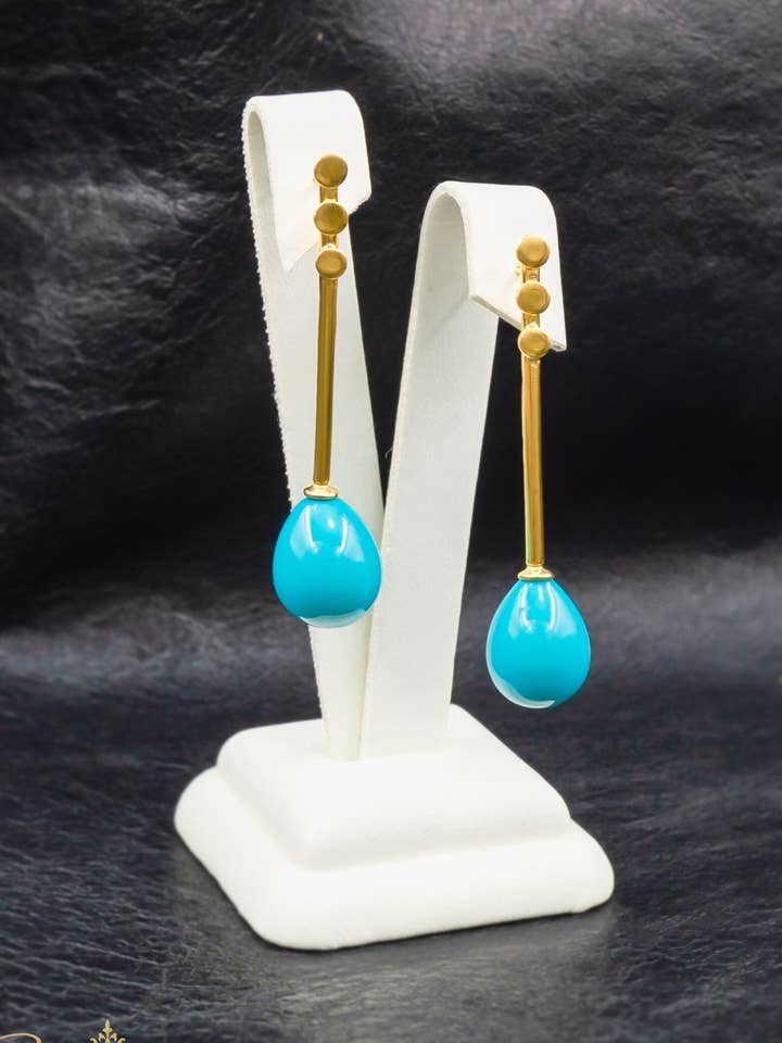 Orecchino in Oro e Turchese | Orecchini a Goccia per la vendita all'ingrosso da parte di BlaineDor
