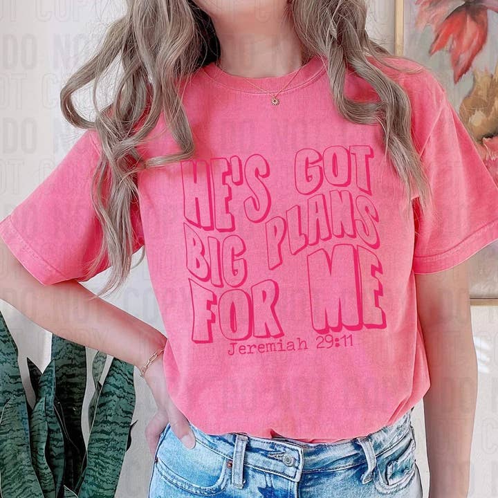 He’s Got Big Plans Tee - Pink for wholesale by Rockin’ 5A Apparel