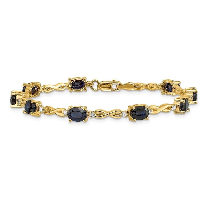 Bracciali in diamanti e zaffiri autentici in oro giallo 14K per la vendita all'ingrosso da parte di FCJ Jewelry LLC