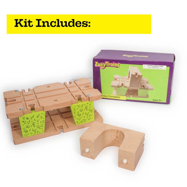 Twinkle Toys LLC - Wholesale Wood Toy - Kids - 3 Level Wooden Bridge and Train Tunnel - Zany Trains - Toxic1