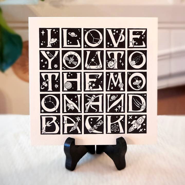 Love Card with Lettering- I love You to the Moon and Back for wholesale by weriem