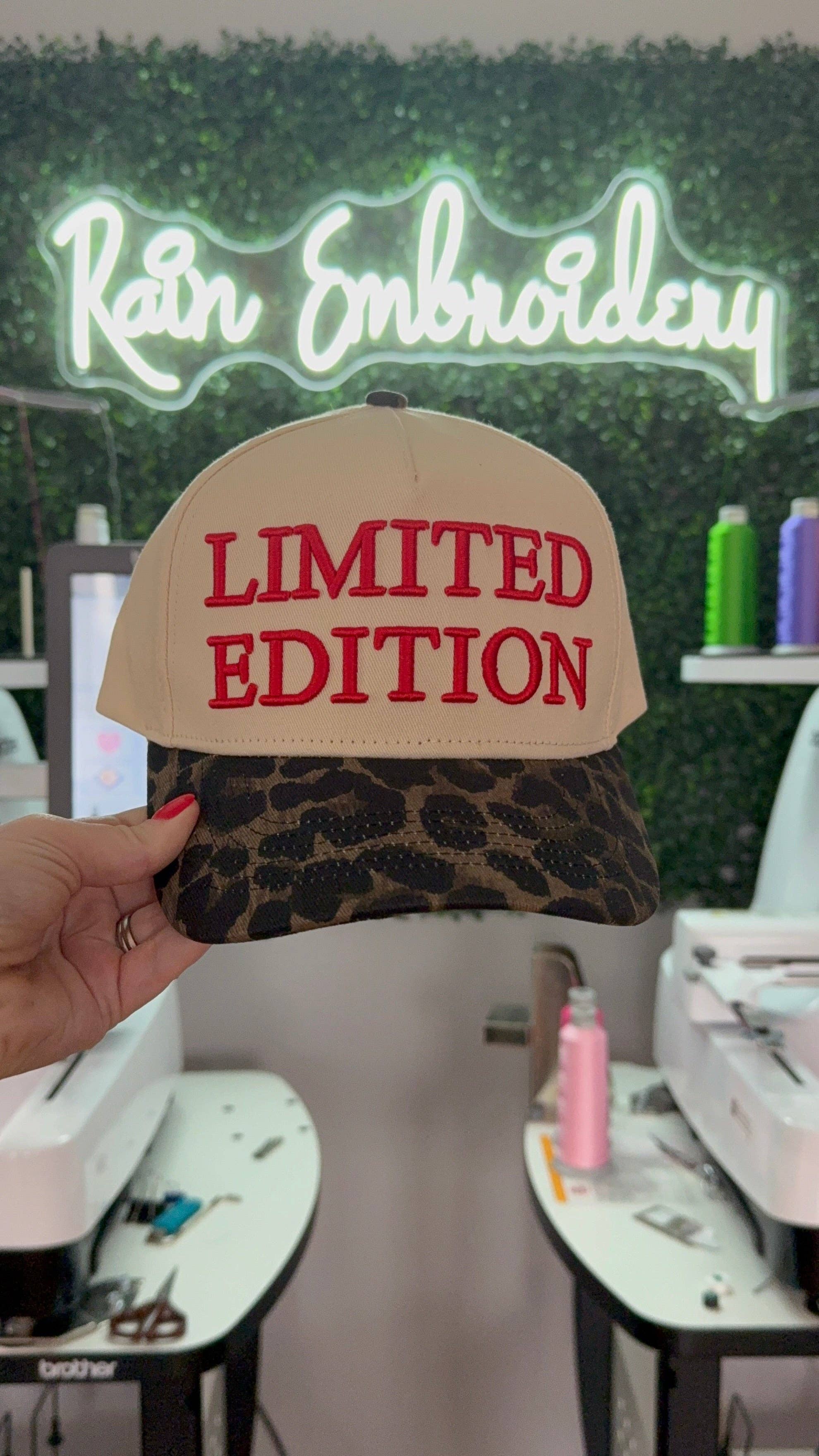 Rain Embroidery - Wholesale Trucker Hat - Women's - Limited Edition Leopard Vintage Hat / Embroidered Hat2