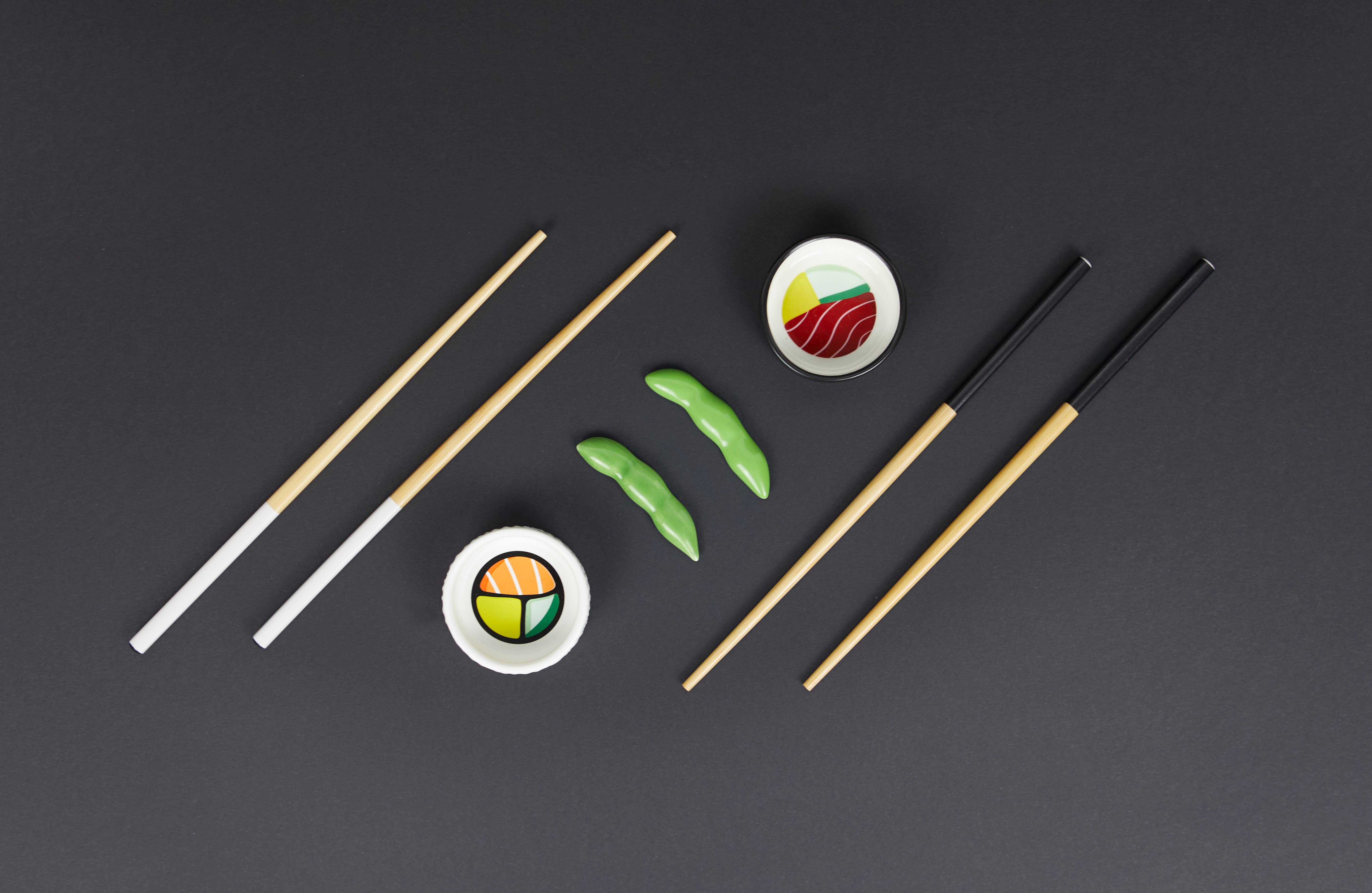 Balvi - Wholesale Serving Utensil - Set Sushi, Oishii, black/white, ceramic1