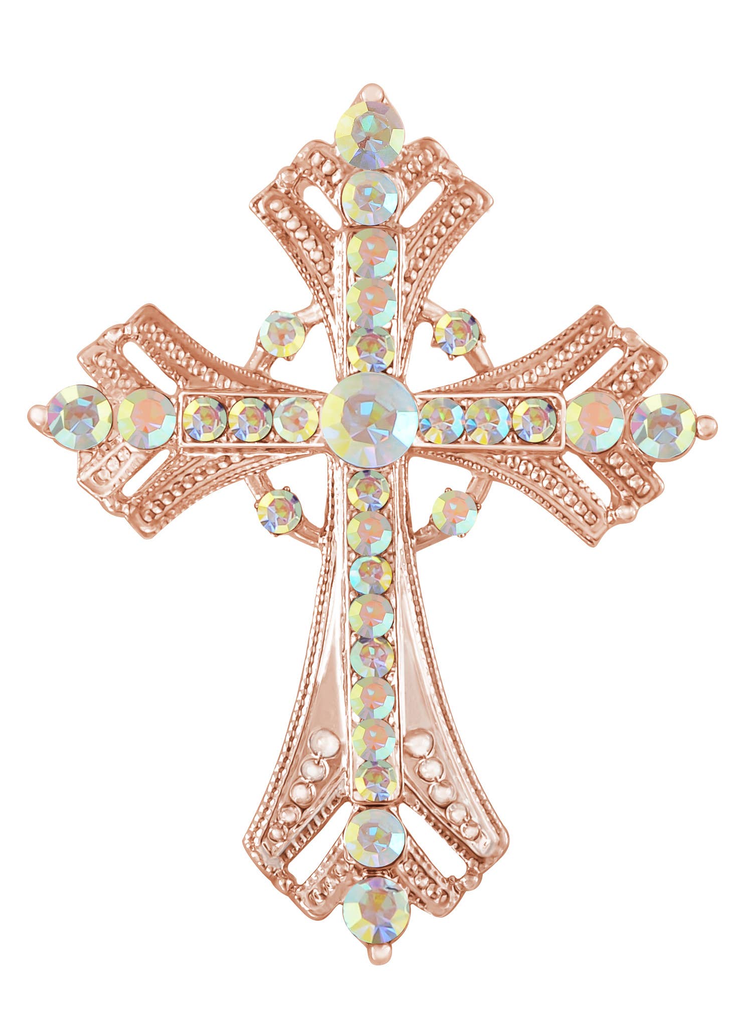 AK Brand - Vendita all'ingrosso Spille - Spilla a forma di croce religiosa argentata con strass26