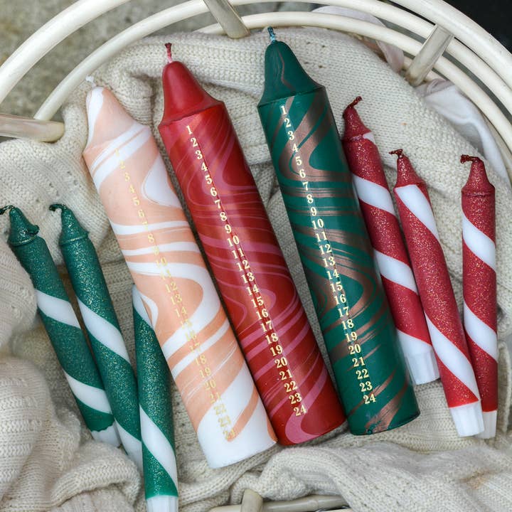Nordtrice - Wholesale Tapered Candle/Candlestick - Advent Candle, Christmas Calendar, Mix Of Red, Green Colours3