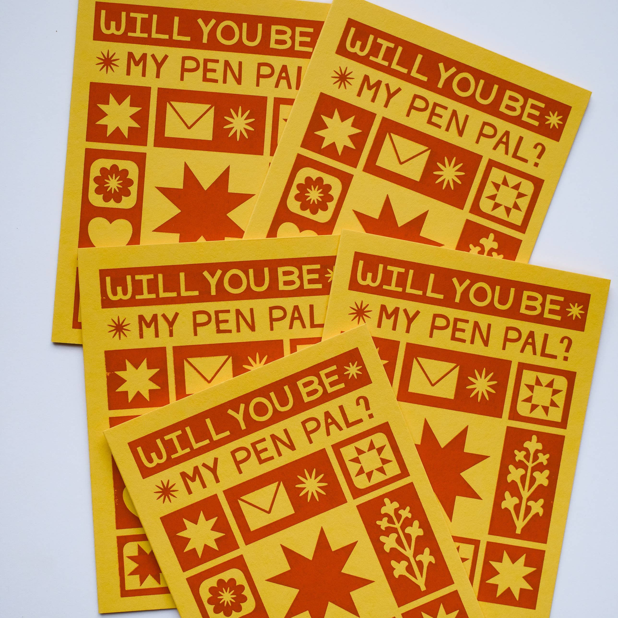 Lex MB Studio - Wholesale Everyday Greeting Card - Hand Printed "Will You Be My Pen Pal?" Everyday Card3
