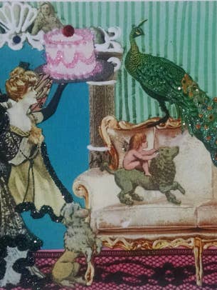 Peacock Party Birthday Card, Fairy Cake Card for wholesale by Erica DiPaolo Designs