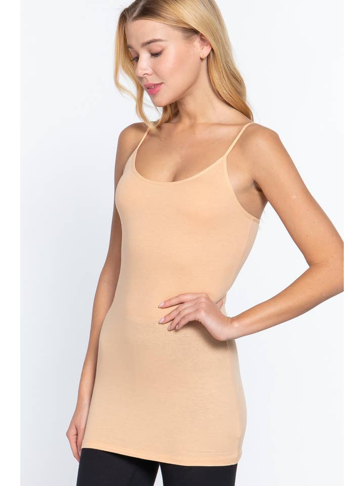 Active Basic | Active USA - Wholesale Camisole - Women's - Basic Tunic Cami w/adjustable Spaghetti Straps54
