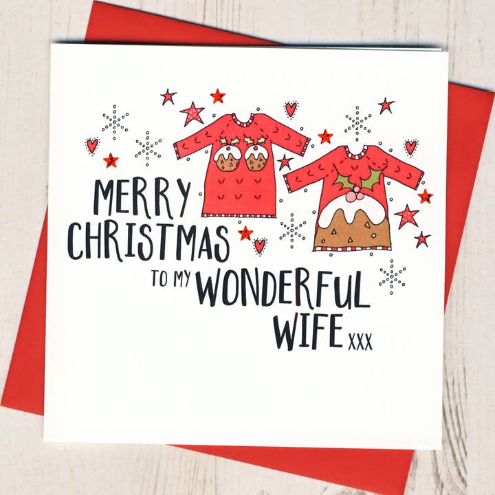 Tarjeta de feliz Navidad para mi maravillosa esposa para venta al por mayor de Eggbert & Daisy