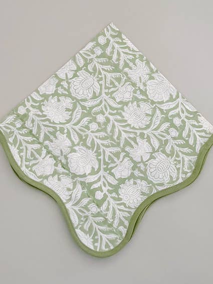 Block print light green napkin for wholesale by Don Lino