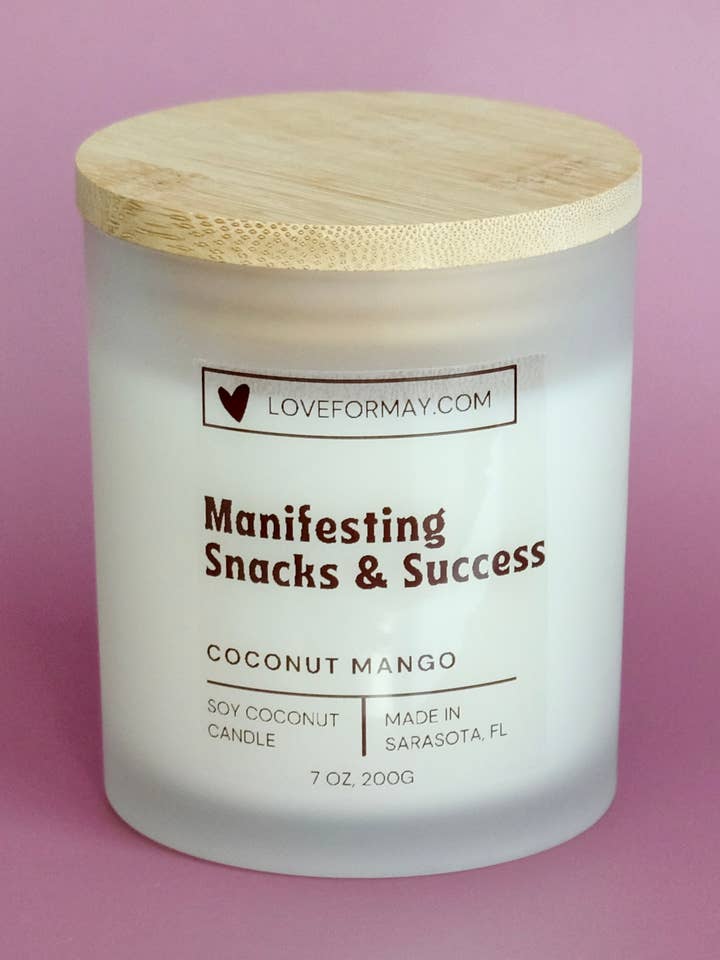 Coconut Mango Fun Manifestation Candle for wholesale by Love for May Candle Co