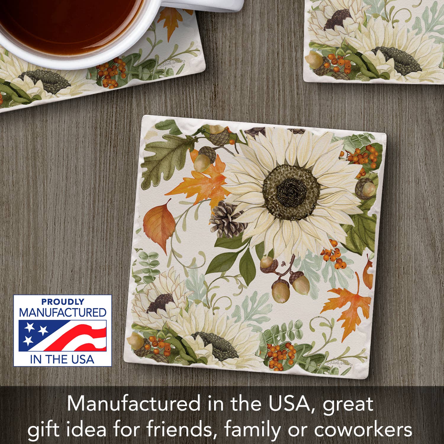 CounterArt/Highland Home/Thirstystone/CoasterStone - Venta al por mayor Posavasos - Posavasos con diseño de girasoles de Farmhouse1