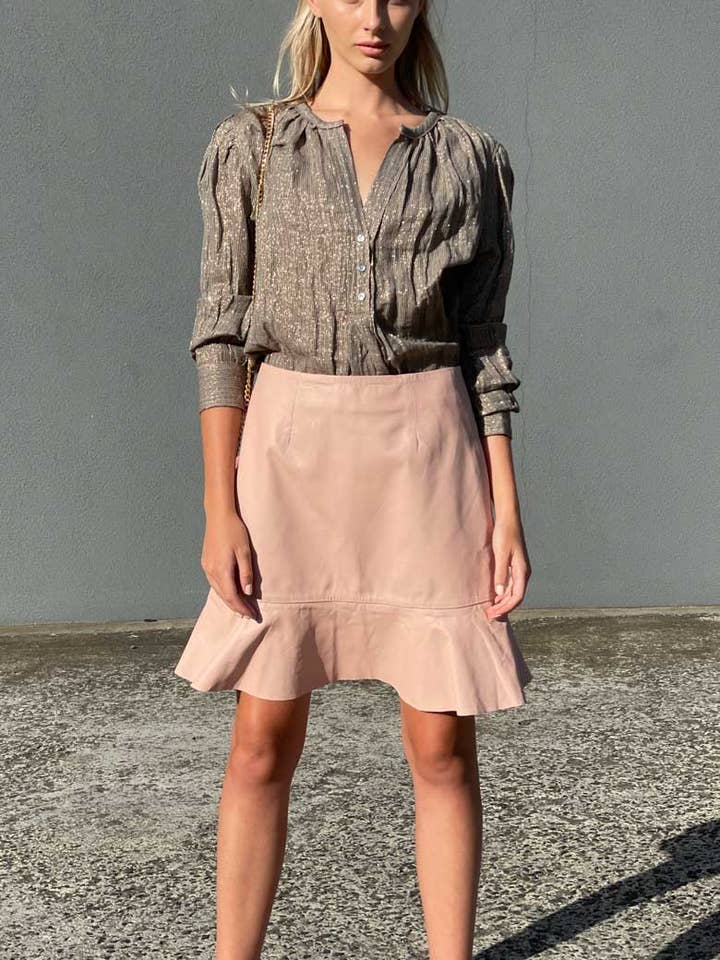 Hoss Läder Frill Kant Kjol - Dammig Rosa för wholesale av HOSS