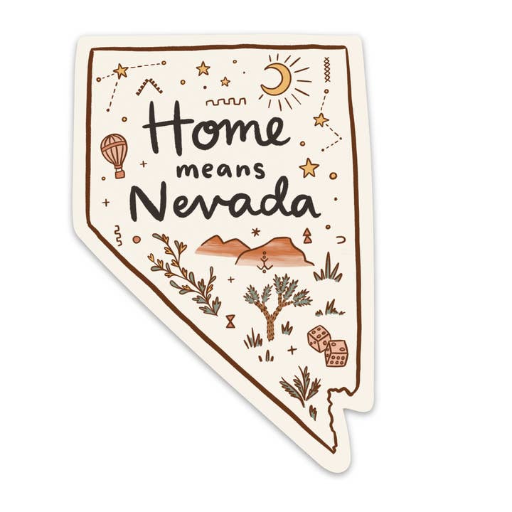 Home Means Nevada Vinyl Sticker for wholesale by Abbie Ren Illustration