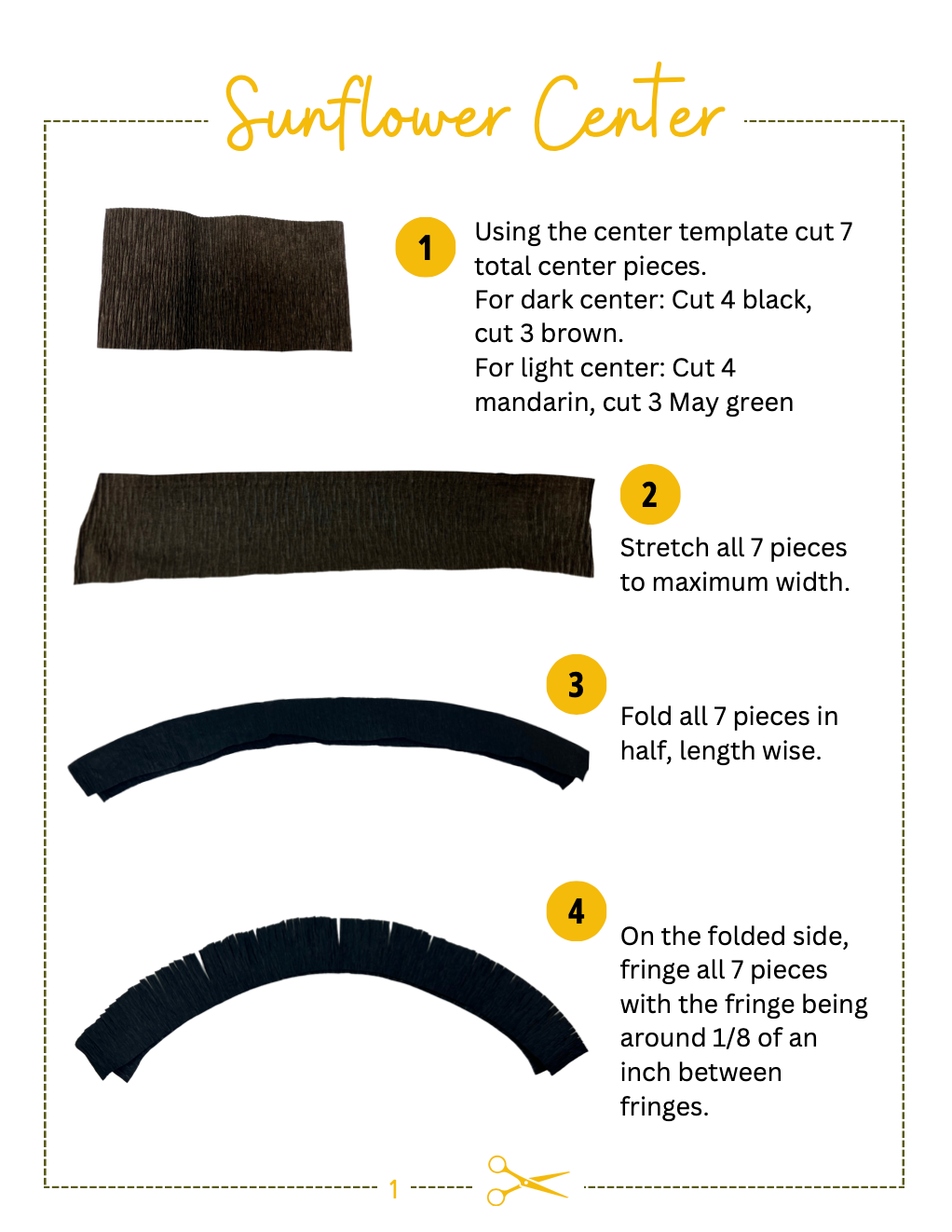 Petals and Pearls Design - Wholesale DIY Craft Kit - Kit with Pattern - Crepe Paper Sunflower4