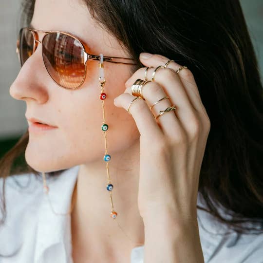 Farverige onde øjne perle glas læsning brillesnor aftagelig kæde indehaveren for engroshandel hos The Colourful Aura