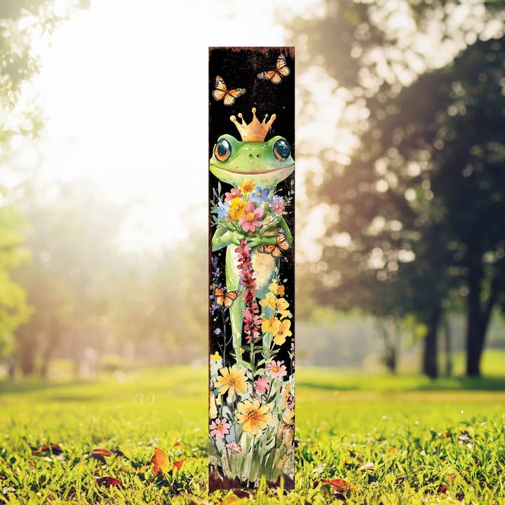 Tuteur de jardin grenouille d'été vibrant | Décoration de jardin extérieur en aquarelle pour la vente par TX USA Corporation