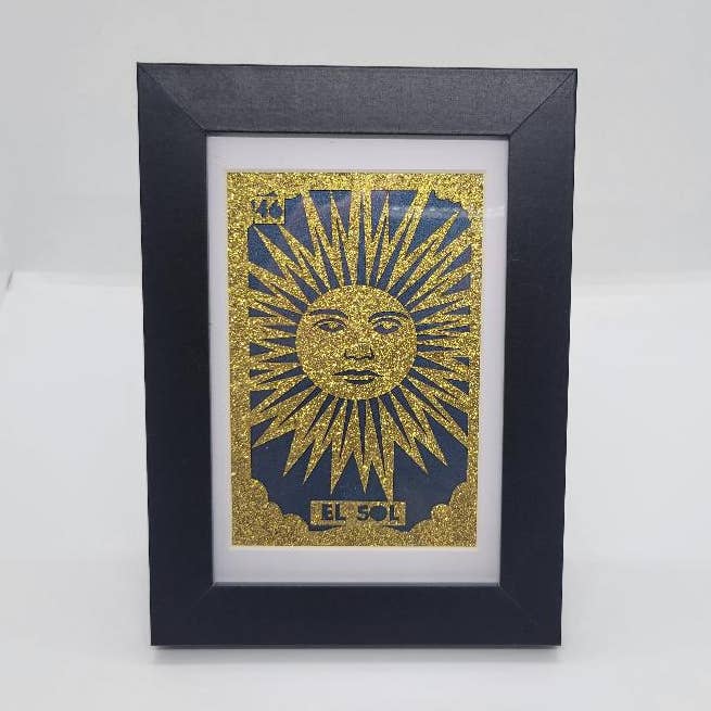 El Sol - The Sun - glittered paper framed for wholesale by two hermanas
