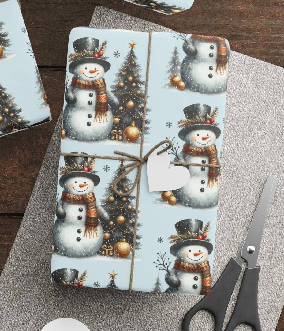 Olive Branch Farmhouse - Wholesale Wrapping Paper Roll - Snowman Premium Gift Wrap0