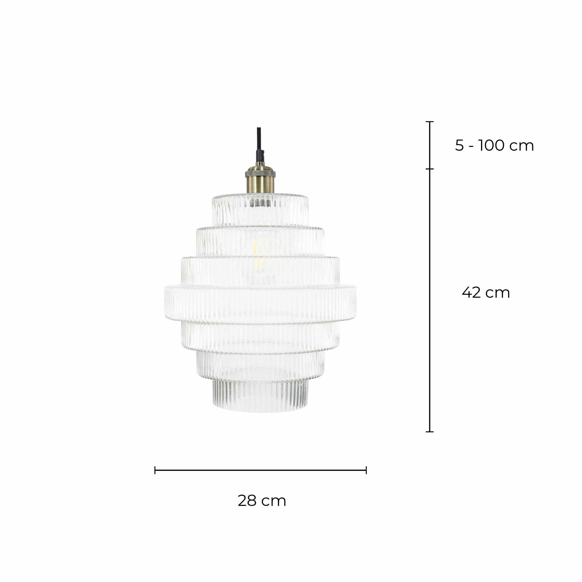 C-Création - Wholesale Chandelier/Hanging Light - Clear ribbed glass pendant Challe GM4