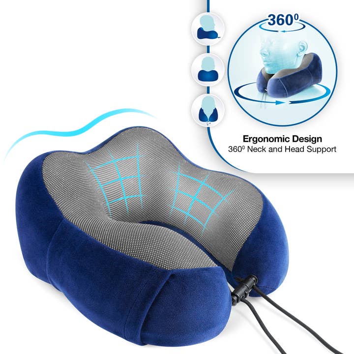 Cloudz - Wholesale Travel Pillow - Cloudz Tech Memory Foam Travel Pillow With Earplugs - Blue4