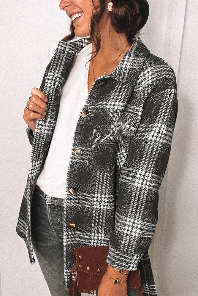 UNISHE - Wholesale Shirt Jacket/Shacket - Women's - XC1359 Plaid Flannel Shacket Jacket Women9
