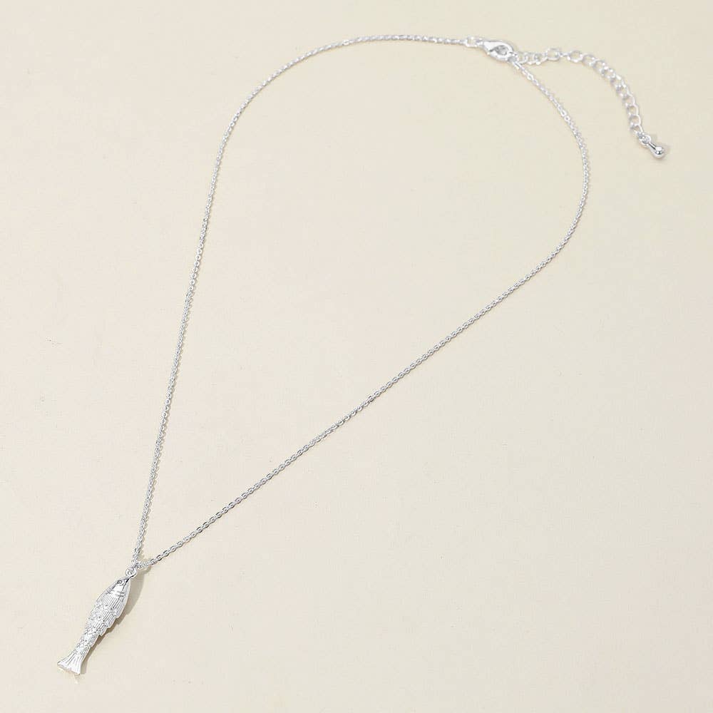 Sensibling Corp. - Wholesale Pendant/Charm Necklace - 18K Gold Dipped CZ Stone Accent Fish Pendant Necklace4