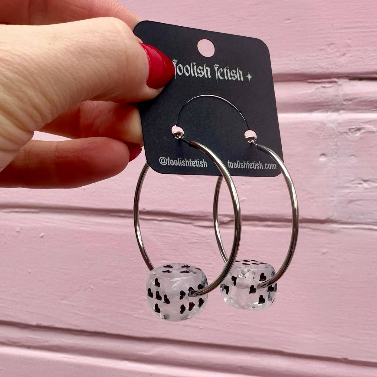 Foolish Fetish - Wholesale Hoop Earrings - Love's A Gamble Dice Hoops Earrings : Various Colors9