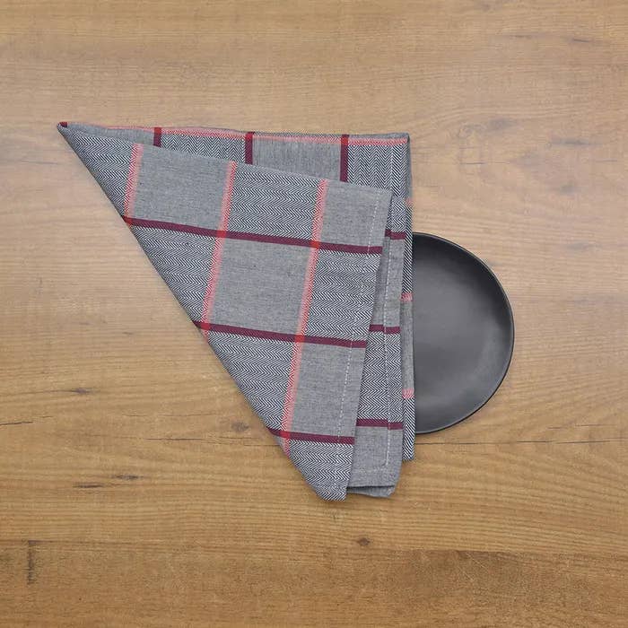 Navy Red Quadramuri Navy/Red Napkin, 100% Cotton, Set of 4 for wholesale on Faire1