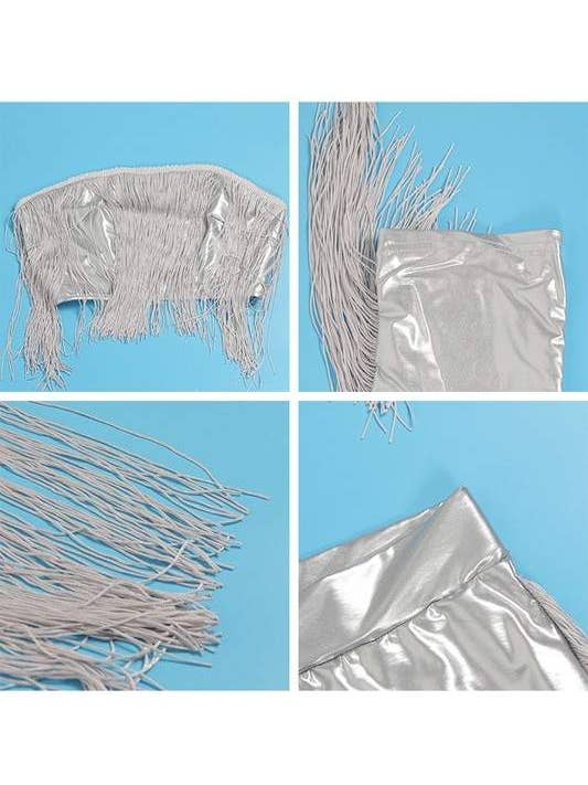 Fashion Combination - Wholesale Top & Skirt Set - Women's - fringes tube and faux leather tights set15