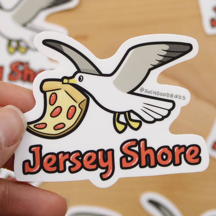 NJ Seagull Jersey Shore - 3" Waterproof Vinyl Stickers for wholesale by Such Good Birds