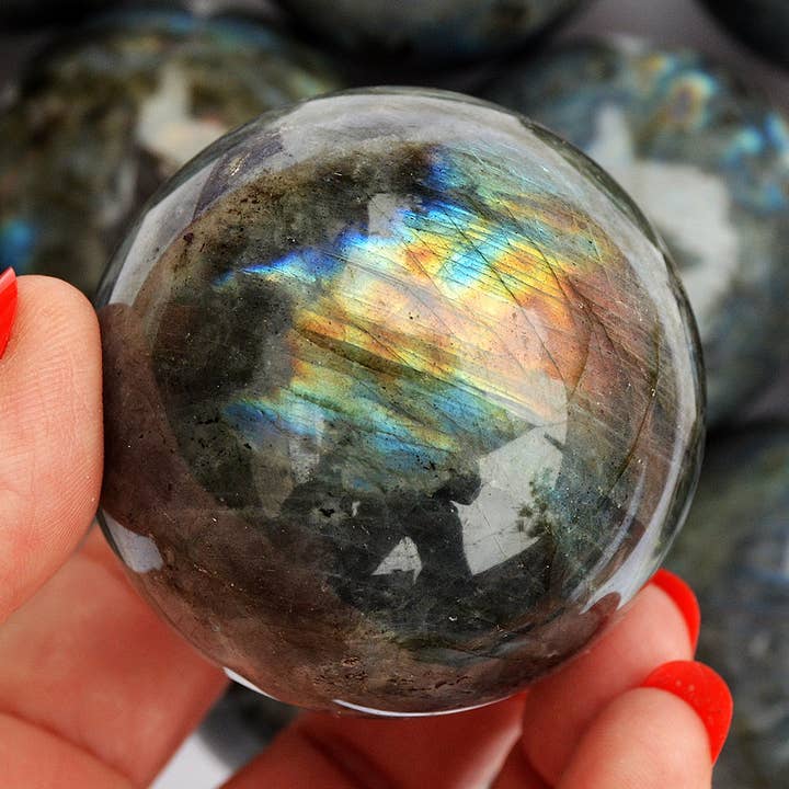 Labradorite Sphere (4-5 Pcs) - (45mm - 65mm) 1 kg Lot for wholesale by Kaia & Crystals
