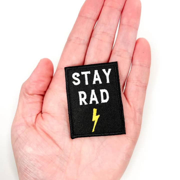Field Trip Threads - Wholesale Patch - Stay Rad Embroidered Iron-On Patch with Lightning Bolt Black2