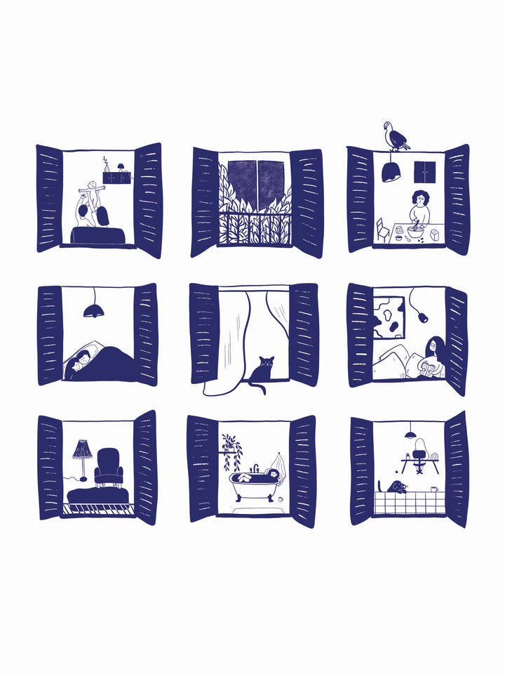 Illustration "Durch die Fenster" - Poesie des Alltags für den Großhandel von Grisbleu