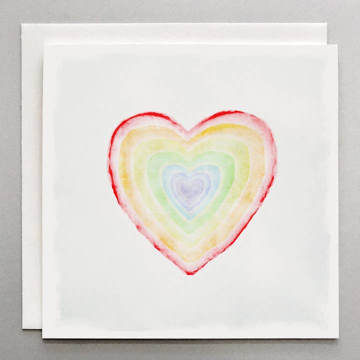 Rainbow Heart Card - Love Card - Square Card - Blank Inside for wholesale by Susan Case Designs